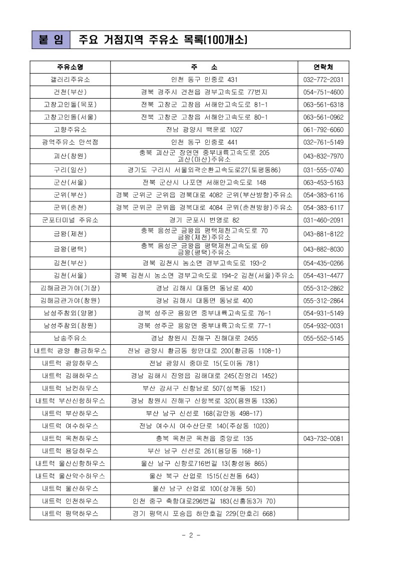 (교통환경 11 12) 내일 전국 주요 거점 100개 주유소에 화물차 6마내분의 요소수 순차적 공급(보도참고자료)_2.jpg